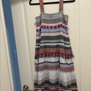Zara multicolored striped fridged tassel dress size small